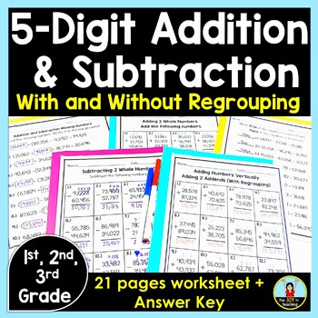 5-Digit Addition and Subtraction Worksheet by The Joy in Teaching