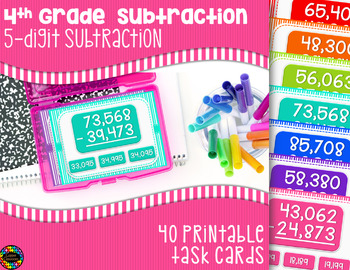 Preview of 5-Digit Subtraction with Regrouping Task Cards