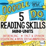 5 ELA Doodle Notes and Activities Mini-Units - Reading Comprehension Passages