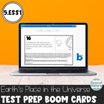 Preview of 5.ESS1 TNReady Test Prep Boom Cards - Earth's Place in the Universe