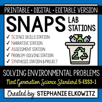 Preview of 5-ESS3-1 Solving Environmental Problems Lab | Printable, Digital & Editable
