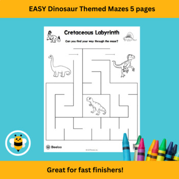 Preview of 5 Easy Dinosaur Mazes