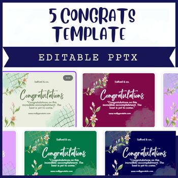 Preview of 5 Editable Colorful Thank you Cards Congratulatory Message  Slides Template