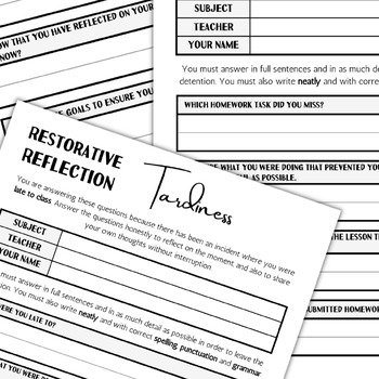 Reflection Detention Forms | Editable by Pagecraft English Resources