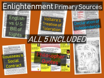 Preview of 5 Enlightenment Primary Sources (with guiding questions and activities)