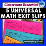 5 Universal Math Exit Ticket Slips for Middle & High School