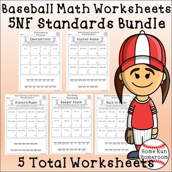 5.F Standards Worksheets Bundle Fifth Grade - Baseball Themed | TpT