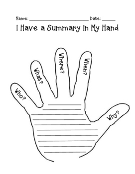 5 Finger Summary by Amy Williamson | Teachers Pay Teachers