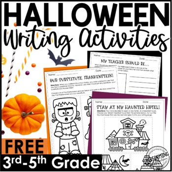 Preview of 5 FREE Halloween Writing Activities | October Writing Lessons | 3rd-5th Grade