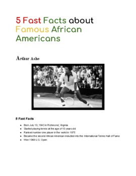 Preview of 5 Fast Facts Famous African Americans_Arthur Ashe