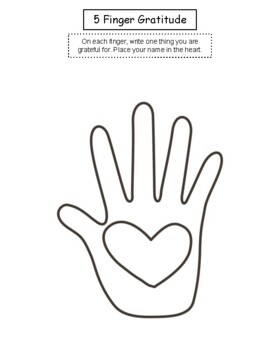 5 Finger Gratitude by Jen's SEL Store | TPT