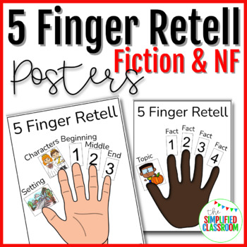 Preview of 5 Finger Retell Posters for Fiction and Non Fiction