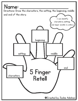 Preview of 5 Finger Retell Worksheet