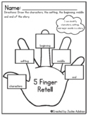 5 Finger Retell Worksheet