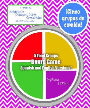 Preview of 5 Food Groups Game Spanish/Eng Health Nutrition Worksheet Coloring