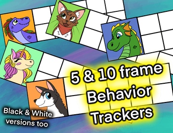 Preview of 5 Frame and 10 Frame Animal themed Behavior Trackers