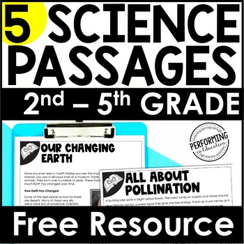 Preview of 5 Free Science Reading Passages | Life Science, Earth Science, Physical Science