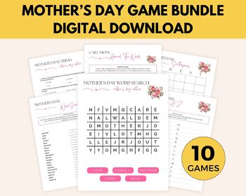 Preview of 10 Fun Mothers Day Games Bundle,Mothers Day Brunch Activities, Mothers Day Activ