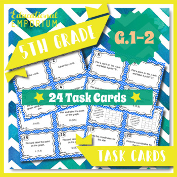 Preview of 5.G.1 and 5.G.2 Task Cards ★ Coordinate Graphing 5th Grade Math Centers