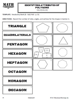 5.G.2.3: Attributes of Polygons & Triangles - Journaling & Foldable ...