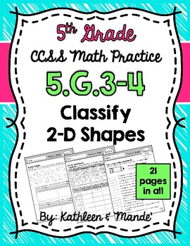 Preview of 5.G.3-4 Practice Sheets: Classify 2-D Shapes