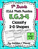 5.G.3-4 Practice Sheets: Classify 2-D Shapes
