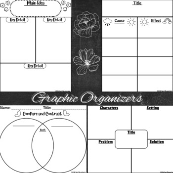 Preview of 5 Graphic Organizers (4 squares, Venn diagram, etc.)