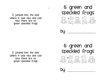 Preview of 5 Green Speckled Frogs Mini-Book