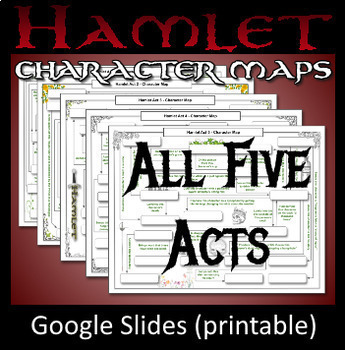 Preview of 5 HAMLET Character Maps (Quiz, Worksheet, Review, Test) - NO PREP!