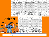 5 Hojas de Trabajo de Suma: Suma de Centenas - Stitch Halloween