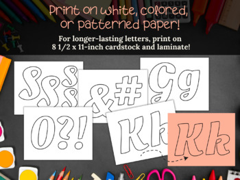 Printable Bulletin Board Letters in Script Font, DIY Party Signs, Teacher  Educational Displays, Print and Cut 5 Inch Letters and Numbers 