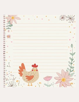 Preview of 5 Kawaii Chicken Stationary Pages --Digital Printable Download