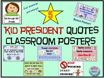 Preview of 5 Kid President Quotes Classroom Posters with Bonus Poster!