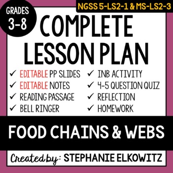 Preview of 5-LS2-1 & MS-LS2-3 Food Chains & Webs Lesson | Printable & Digital