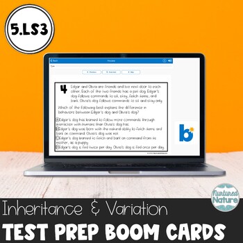 Preview of 5.LS3 TNReady Test Prep Boom Cards - Heredity Inheritance and Variation