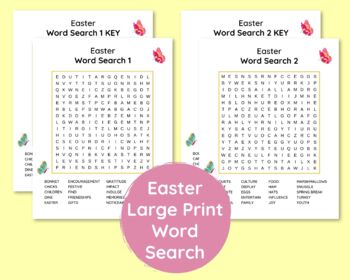 Preview of 5 Large Print Easter Word Search Puzzles for Seniors, Adults, and Kids