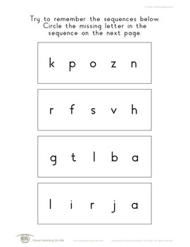 5 Letter Missing Sequence (Visual Sequential Memory Worksheets)