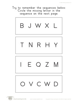 5 Letter Missing Sequence (Visual Sequential Memory Worksheets)
