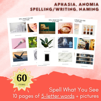 Preview of 5 Letter Words: Spell What You See (Aphasia, Anomia, Spelling, Writing)