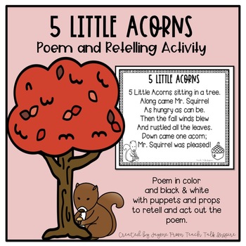 Preview of 5 Little Acorns Poem and Retelling Activity