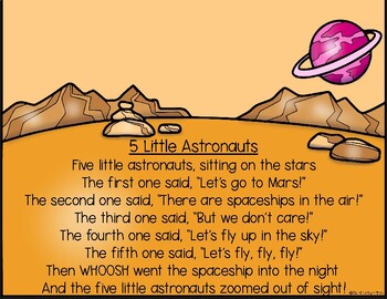5 Little Astronauts Poem and Craft by Educating Super Stars | TPT
