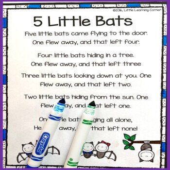 Preview of Five Little Bats poem | Counting Bats