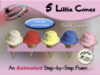 Preview of 5 Little Cones - Animated Step-by-Step Poem - PreK - Regular
