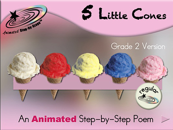 Preview of 5 Little Cones - Animated Step-by-Step Poem Gr 2 - Regular