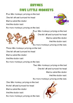5 Little Monkeys by Planet ZOZO | Teachers Pay Teachers