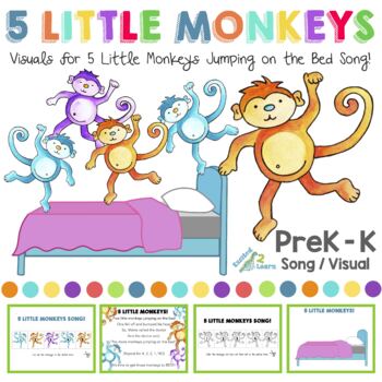 Preview of 5 Little Monkeys - Act it Out! Visuals, Activity & Song (Distance Learning)