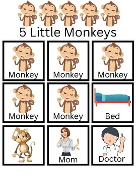 Preview of 5 Little Monkeys Song Board