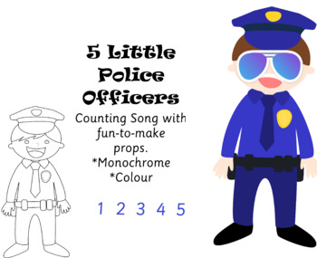 Preview of 5 Little Policemen Mathematics Counting Song with Props