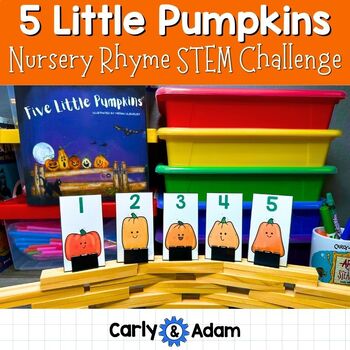 Preview of 5 Little Pumpkins Nursery Rhyme Halloween STEM Lesson