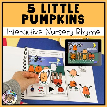 Preview of Halloween Fall Activities 5 Little Pumpkins Interactive Fall Book for Preschool
